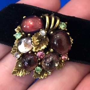 Italian Gothic Vineyard Grape Wine Gem & Rhinestone Velvet Choker